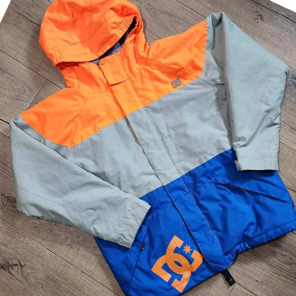 DC Shoes Kids XL Exotex 5K Snow Jacket Orange Grey Blue Waterproof Ski Snowboard